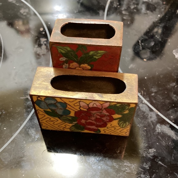 Cloisonné match box holder - Beautiful Brass and Cloisonné Striker Box - Picture 4 of 5